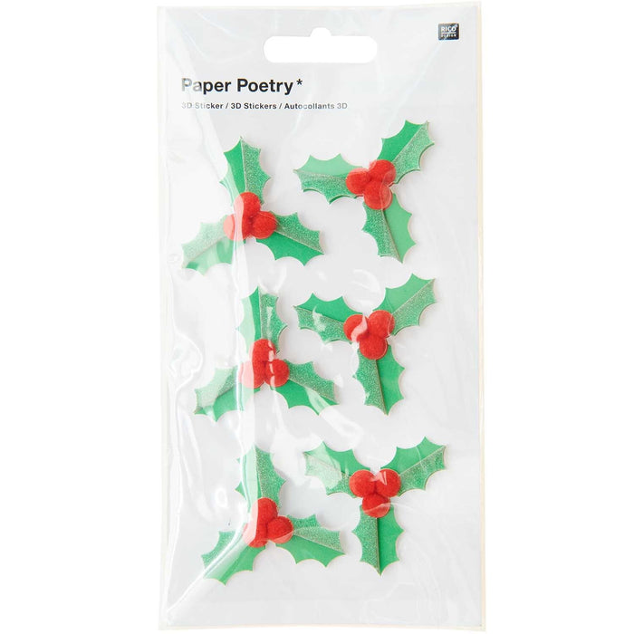 ⋙ 3D - Sticker Ilex Winterbeeren 🍒 von Rico Design ♡ - pilzessono.shop - zauberhafte Kinderdinge