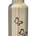 Edelstahlflasche Brushed Stainless Classic Narrow mit Schmetterlingdesign