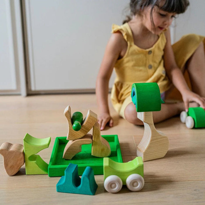 Bauspiel Grün - pilzessono.shop - zauberhafte Kinderdinge