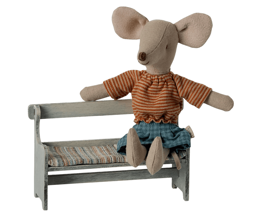 Holzbank, Maus - Vintage weiß - pilzessono.shop - zauberhafte Kinderdinge
