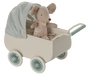 Kinderwagen mit Babymaus in Minze - pilzessono.shop - zauberhafte Kinderdinge