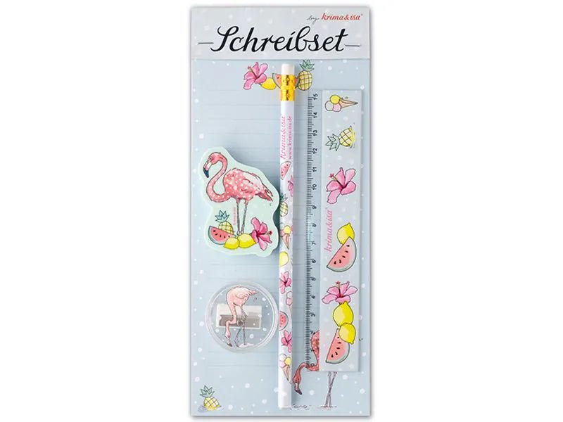 krima & isa Schreibset FLAMINGO – Alles dabei für kleine Schreibtalente - pilzessono.shop - zauberhafte Kinderdinge