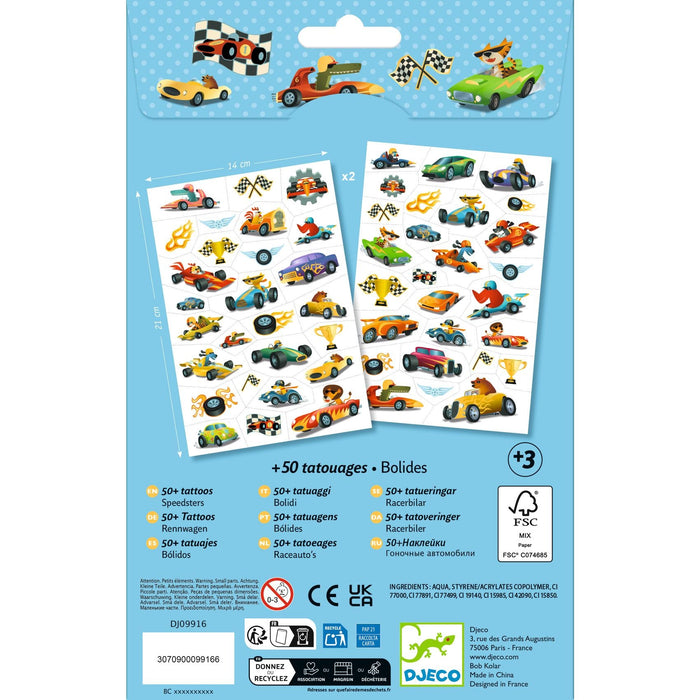Rennauto 50+ Tattoos - pilzessono.shop - zauberhafte Kinderdinge