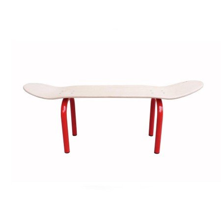 Skateboard - Sitzbank aus Holz mit roten Beinen - pilzessono.shop - zauberhafte Kinderdinge