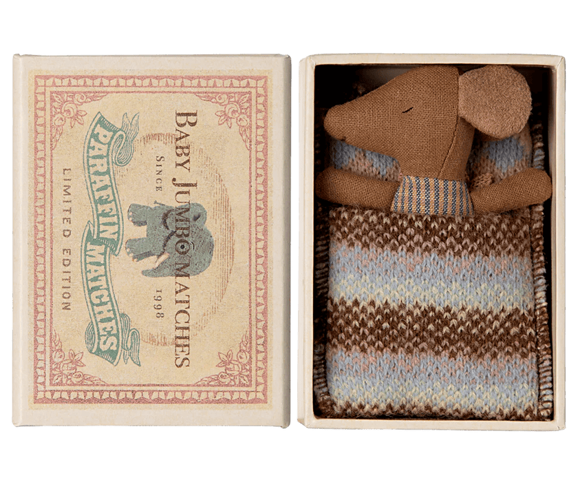 Sleepy wakey baby maus in der Streichholzschachtel in rose - pilzessono.shop - zauberhafte Kinderdinge