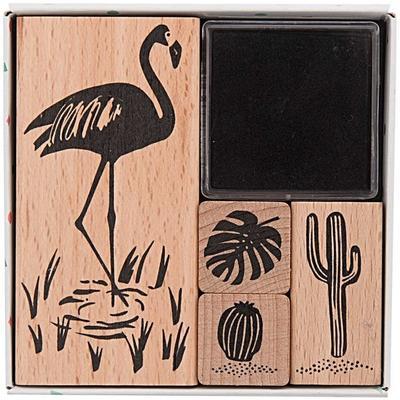 Stempelset Tropical Spring Flamingo – 5 - teilig - pilzessono.shop - zauberhafte Kinderdinge