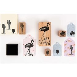 Stempelset Tropical Spring Flamingo – 5 - teilig - pilzessono.shop - zauberhafte Kinderdinge
