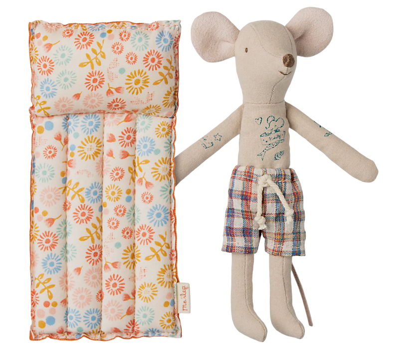Strandmaus mit Luftmatratze, Papa - Blume - pilzessono.shop - zauberhafte Kinderdinge