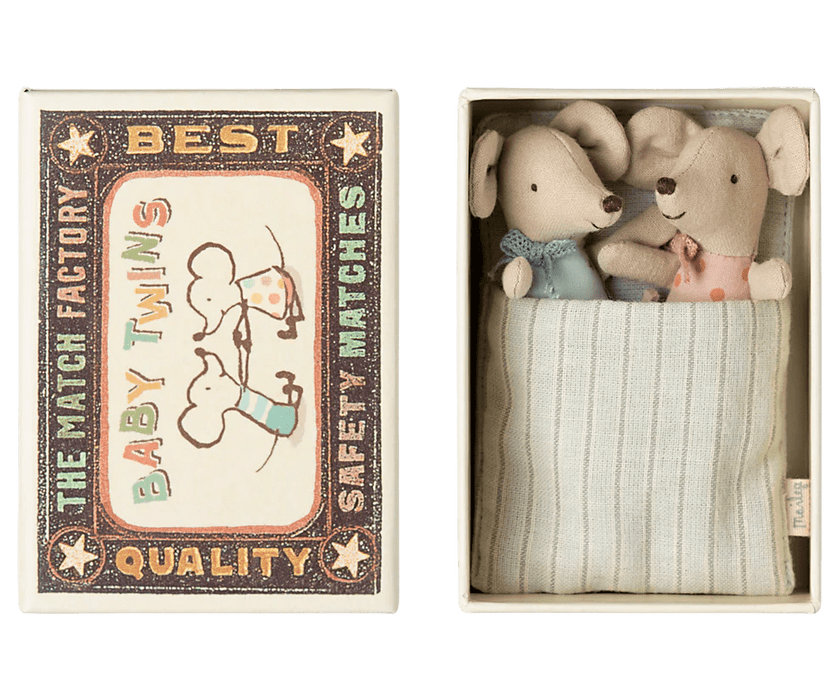 Zwillinge Babymäuse in der Streichholzschachtel - pilzessono.shop - zauberhafte Kinderdinge