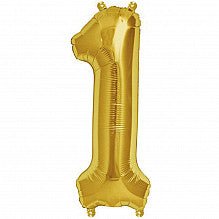 1 Folienballon gold Zahl - pilzessono.shop - zauberhafte Kinderdinge