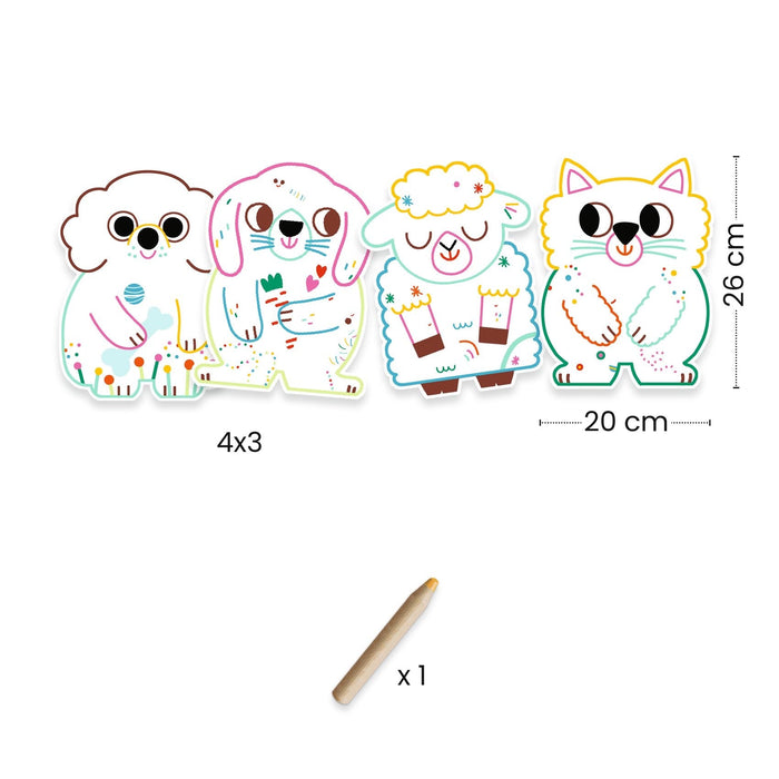 +18m Ausmalbilder mit verdeckten Farben | Haustiere von Djeco - pilzessono.shop - zauberhafte Kinderdinge