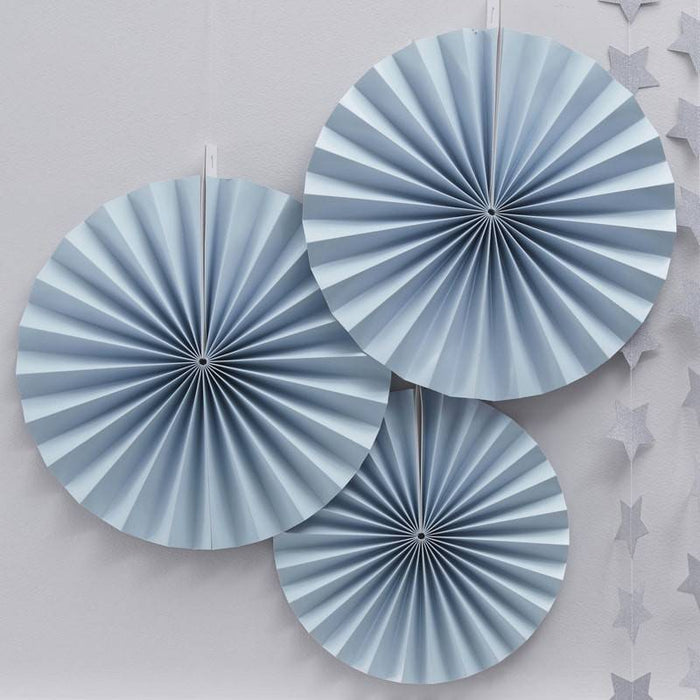 3 blaue Blumenfächerdekos - pilzessono.shop - zauberhafte Kinderdinge