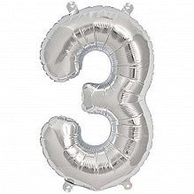3 Folienballon silber Zahl - pilzessono.shop - zauberhafte Kinderdinge
