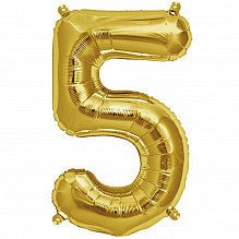 5 Folienballon gold Zahl - pilzessono.shop - zauberhafte Kinderdinge