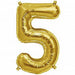 5 Folienballon gold Zahl - pilzessono.shop - zauberhafte Kinderdinge