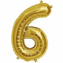 6 Folienballon Nummer 6 gold Zahl - pilzessono.shop - zauberhafte Kinderdinge