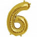 6 Folienballon Nummer 6 gold Zahl - pilzessono.shop - zauberhafte Kinderdinge