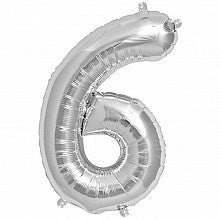 6 Folienballon silber Zahl - pilzessono.shop - zauberhafte Kinderdinge