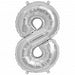 8 Folienballon Nummer 8 silber Zahl - pilzessono.shop - zauberhafte Kinderdinge