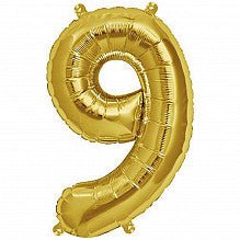9 Folienballon 9 gold Zahl - pilzessono.shop - zauberhafte Kinderdinge