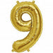 9 Folienballon 9 gold Zahl - pilzessono.shop - zauberhafte Kinderdinge