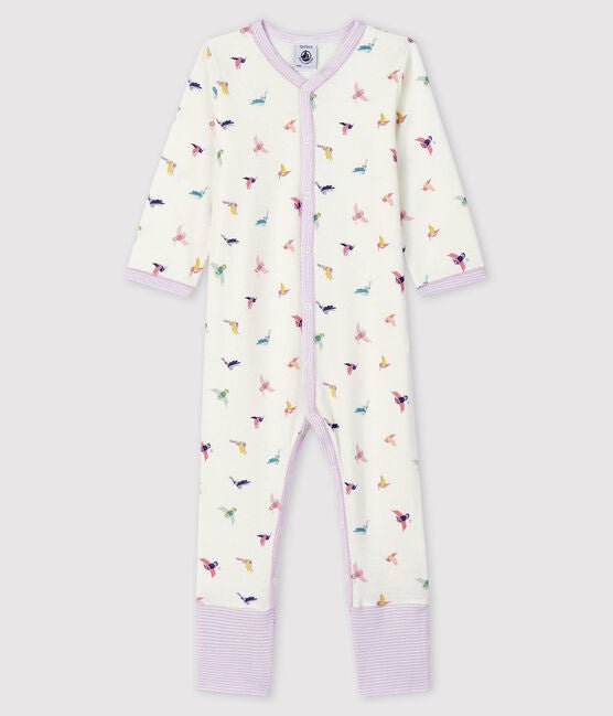 ⋙Baby - Strampler ohne Fuß aus Rippstrick mit Vogel Druck von Petit Bateau ♡ - pilzessono.shop - zauberhafte Kinderdinge