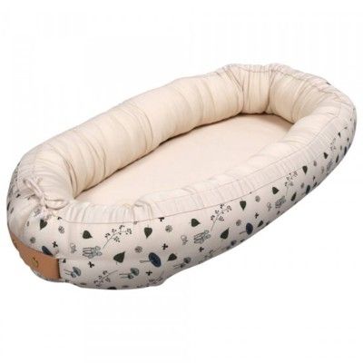 Babynestchen aus 100% Biobaumwolle Forest blue - pilzessono.shop - zauberhafte Kinderdinge