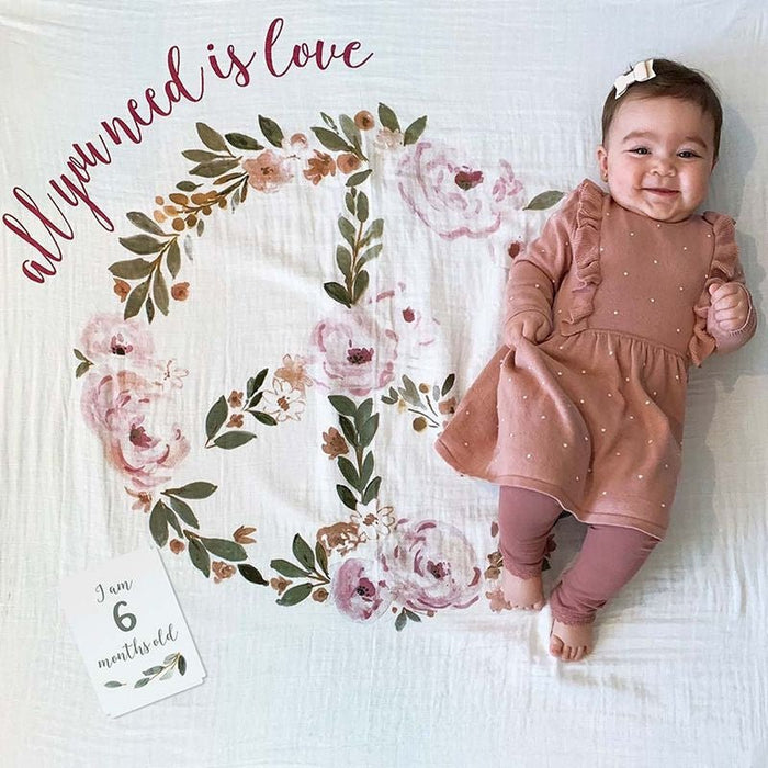 Baby's First Year™ Mulltuch & Karten Set / All you need is love - pilzessono.shop - zauberhafte Kinderdinge