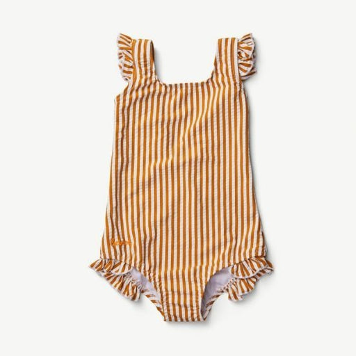 Badeanzug "TANNA" | gelb/weiß gestreift - pilzessono.shop - zauberhafte Kinderdinge