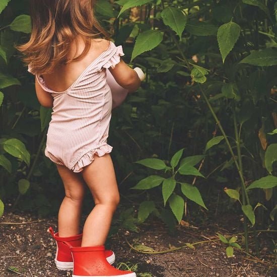Badeanzug "TANNA" | gelb/weiß gestreift - pilzessono.shop - zauberhafte Kinderdinge