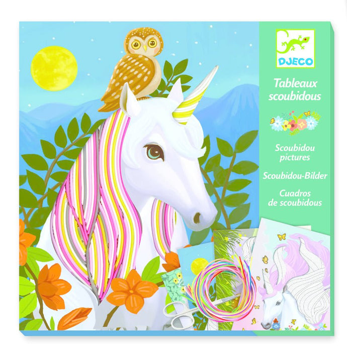 Bastelset Einhorn mit Scoubidou-Bändern von Djeco - pilzessono.shop - zauberhafte Kinderdinge