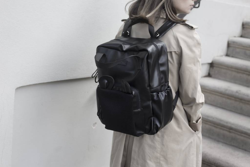 Bear backpack black & striped - pilzessono.shop - zauberhafte Kinderdinge