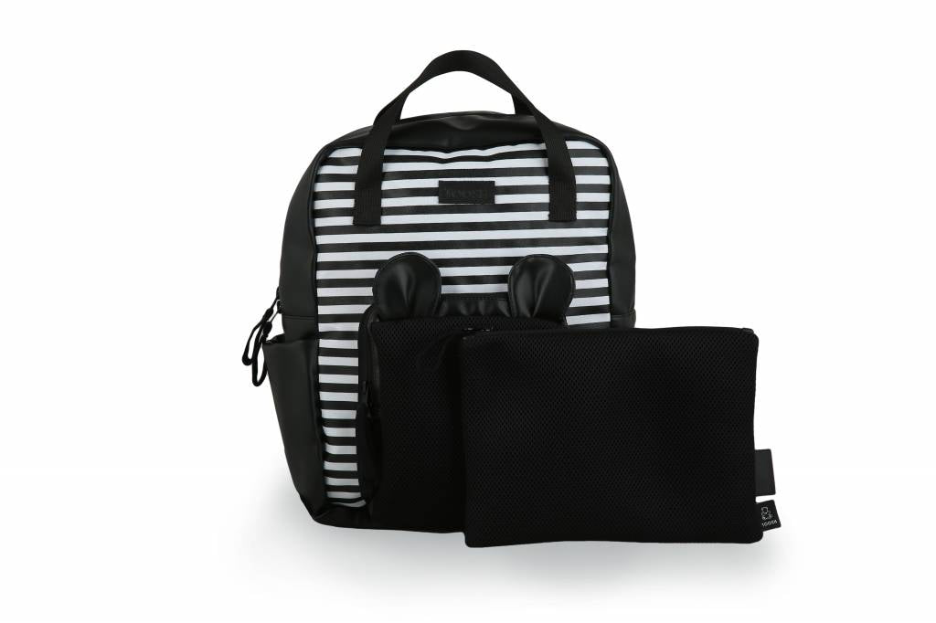 Bear backpack black & striped - pilzessono.shop - zauberhafte Kinderdinge