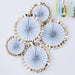 Blumenfächerdeko in Blau mit Goldrand - pilzessono.shop - zauberhafte Kinderdinge