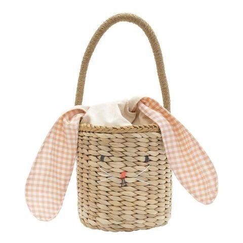 Bunny Woven Straw Bag Gingham von Meri Meri - pilzessono.shop