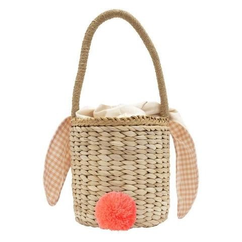Bunny Woven Straw Bag Gingham von Meri Meri - pilzessono.shop