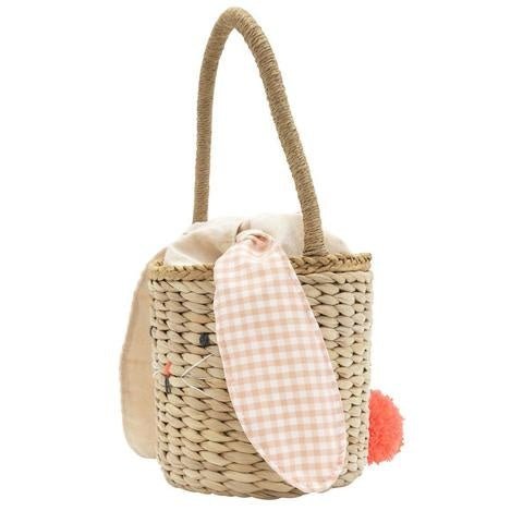 Bunny Woven Straw Bag Gingham von Meri Meri - pilzessono.shop