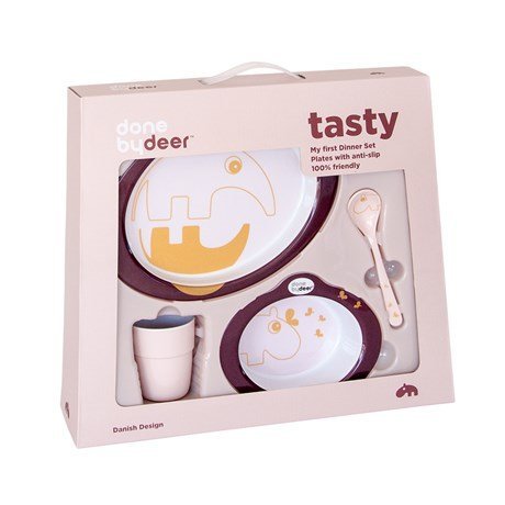 Dinner set powder/gold von Done by deer bei Pilzessin - pilzessono.shop - zauberhafte Kinderdinge