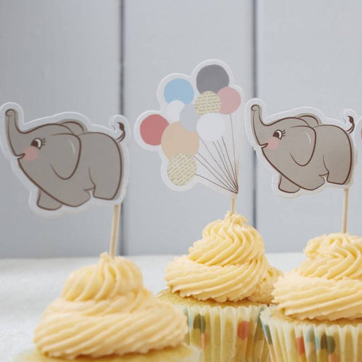 Elefant Cupcake Aufsätze von Ginger Ray - pilzessono.shop - zauberhafte Kinderdinge
