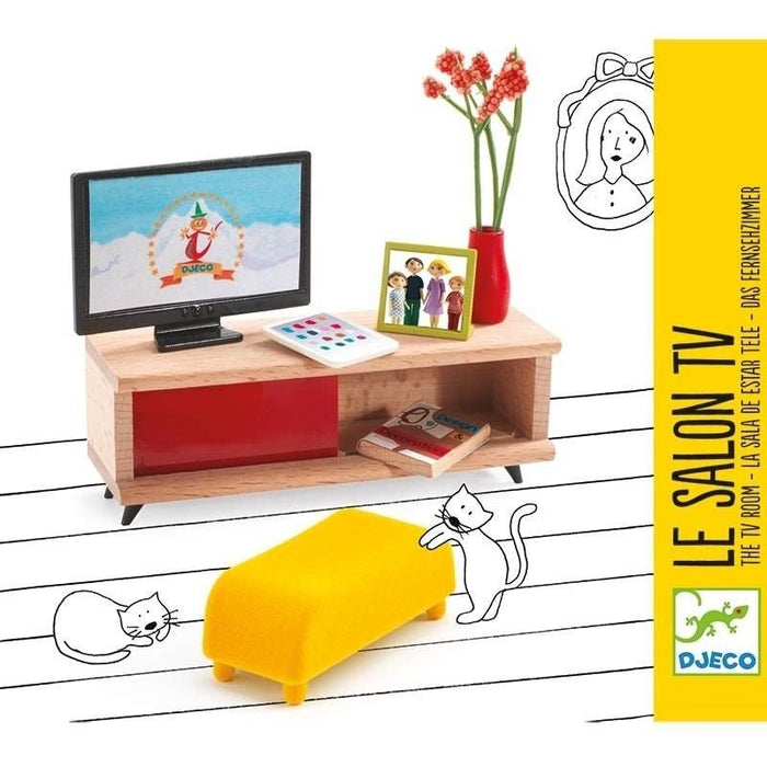 Fernsehraum von Djeco für Puppenhaus - pilzessono.shop - zauberhafte Kinderdinge