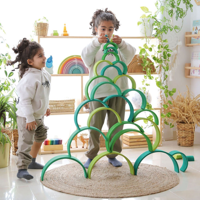großer Regenbogen Waldgrün - pilzessono.shop - zauberhafte Kinderdinge