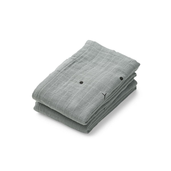 Hannah Musselin-Tücher 2 Pack | rabbit / blue fog von Liewood ♡ - pilzessono.shop - zauberhafte Kinderdinge