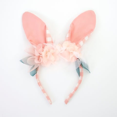 Hasen Haarreif | Verziertes Gingham - Bunny - Stirnband von Meri Meri - pilzessono.shop - zauberhafte Kinderdinge
