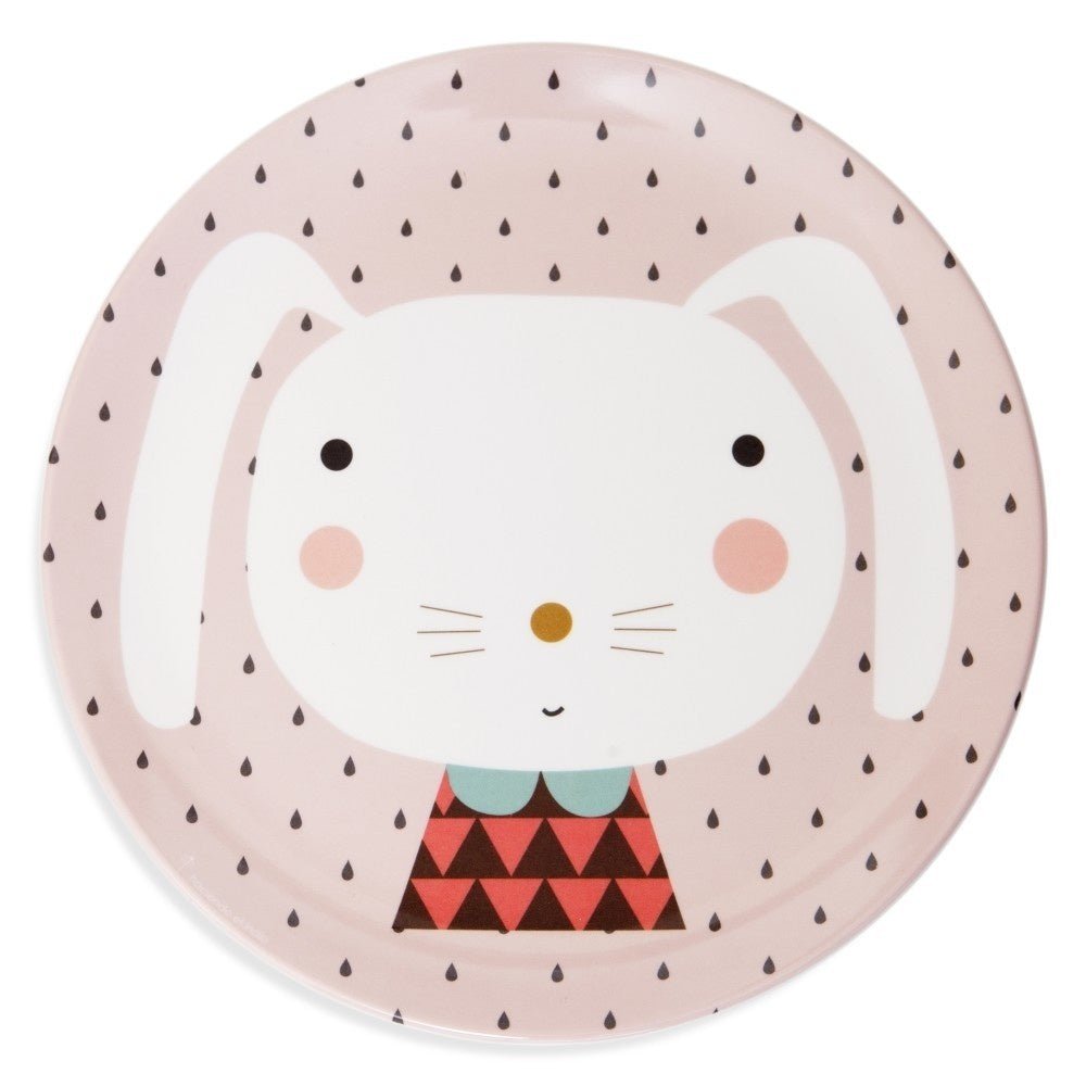 Hasen-Melaminteller von Petit Monkey - pilzessono.shop - zauberhafte Kinderdinge