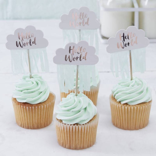 Hello World Cupcake Topper - pilzessono.shop - zauberhafte Kinderdinge