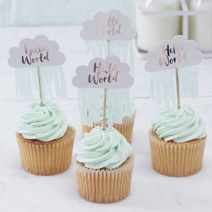 Hello World Cupcake Topper - pilzessono.shop - zauberhafte Kinderdinge