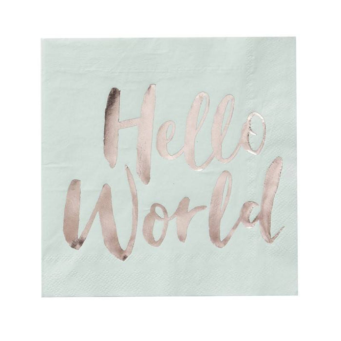 Hello world Papierservietten - pilzessono.shop - zauberhafte Kinderdinge