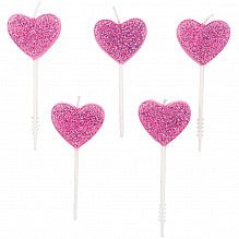 KERZEN HERZEN M GLITTER, ROSA - pilzessono.shop - zauberhafte Kinderdinge
