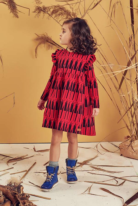Kleid mit allover Print in Oeko Tex - pilzessono.shop - zauberhafte Kinderdinge