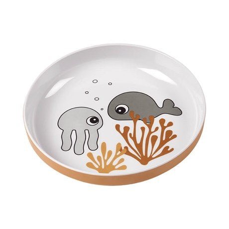 kleiner Teller " Meerestiere grau/gelb - pilzessono.shop - zauberhafte Kinderdinge